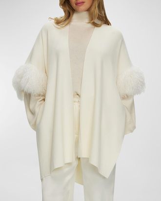 Gorski Knit Wool Vest With Mongolian Lamb Cuffs