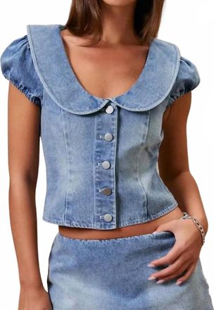 Le Lis Blanc Deux Amelia Denim Top In Blue
