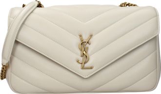 Saint Laurent Damess Loulou Schoudertas Wit/Cr&egrave;me Leer