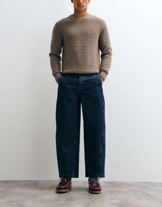Asos Jeans a cilindro blu lavaggio scuro con cuciture