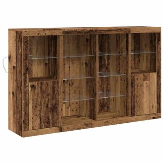 Berkfield Home Sideboard with LED Lights Old Wood 163x37x100 cm Engineered Wood in Brown | Size: 163 x 37 x 100 cm