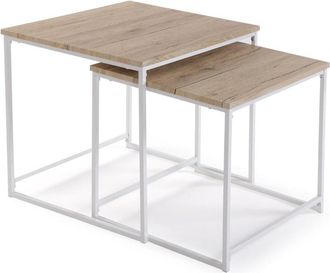 VERSA Mesa auxiliar (set de 2) en madera aglomerada blanco