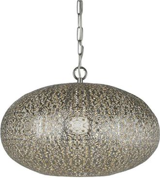 Searchlight Searchlight Fretwork 1 Light Pendant, Shiny Nickel