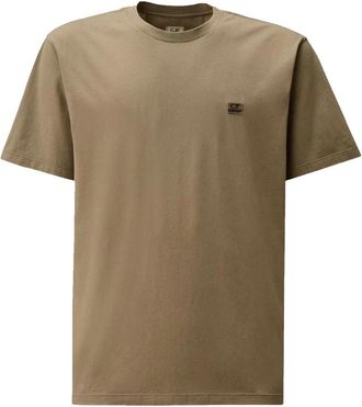 C.P. Company Jersey Logo Patch Tee Fallen Rock-S - Heren - T-shirts - Groen - S - Katoen - Tops