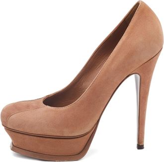 Saint Laurent 2023 145mm Tribtoo platform suede pumps - Neutrals