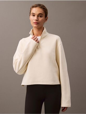 Calvin Klein Womens Spacer Quarter Zip Sweatshirt - White - XS