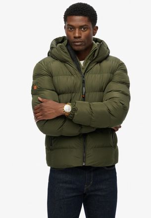 Superdry Steppjacke SUPERDRY HOODED SPORTS PUFFER JACKET, Herren, Gr. XXL, gr&uuml;n (army khaki, army khaki), Web, Obermaterial: 100% Polyester, unifarben, relaxed