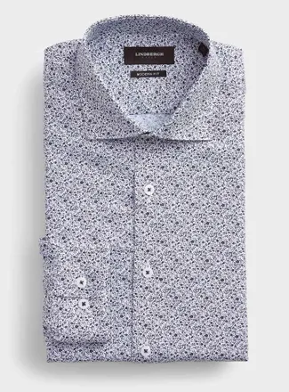 Lindbergh Mens Blue mini-flower shirt Modern fit