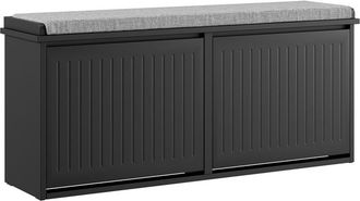 SoBuy SoBuy Shoe Bench Entryway Shoe Cabinet with Padded Seat Cushion and 2 Flip-Top Doors - Shoe Storage Cabinet, L100 x W26 x H46 cm - Load Capacity 158