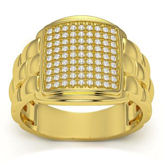 Pompeii3 1/4Ct Pave Diamond Mens Wide Ring Lab Grown in White, Yellow, or Rose Gold