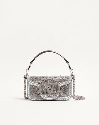Valentino Garavani Small Valentino Garavani Loc&ograve; Shoulder Bag With Rhinestones Wo