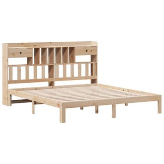 Berkfield Home Decorative Bookcase Bed without Mattress 180x200cm Solid Wood Pine in Light Sand | Size: Super King