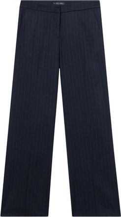 Brooks Brothers Wijde stretch broek van zuivere wol - Dames - Wijde Broeken - Blauw - XL - Wol - Broeken