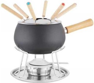 EVA Fonduta Esmaltada Negra Opaca Set De 12 Piezas Eva