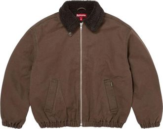 SUPREME FW26 Faux Shearling Lined Bomber Jacket Brown FW25J42-BRN