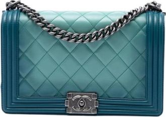 Chanel Pre-owned The Boy Flap - Dames - Vintage Schoudertas - Blauw - ONE Size - Leer - Vintage