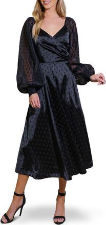 Flying Tomato Polka Dot Long Sleeve Maxi Dress in Black at Nordstrom Rack, Size Medium