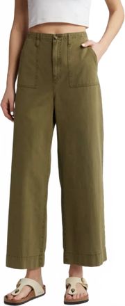 LE JEAN Utility Trouser Wide-Leg Pants In Olive