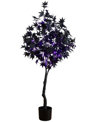 Nearly Natural 4Ft. Pre-Lit Artificial Halloween Black Maple Tree