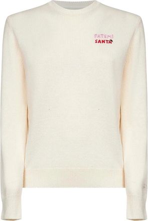 MC2 Saint Barth logo-embroidered long-sleeve sweater - women - Wool/Cashmere/Other Materials - S - Neutrals