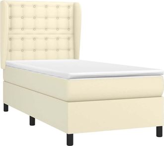vidaXL Cama Box Spring Con Colch&oacute;n Cuero Sint&eacute;tico Crema 90x190 Cm Vidaxl