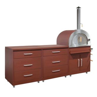 Oviala Cocina exterior de 3 piezas con horno de pizza de ladrillo
