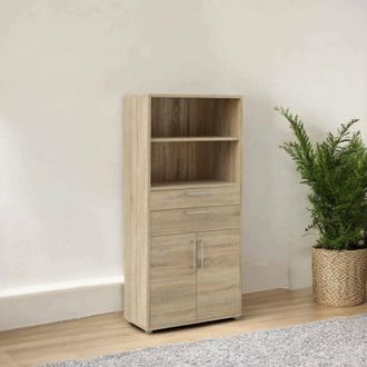 Dmora Dmora - Aparador Ludivine, Buf&eacute; De Sal&oacute;n, Aparador De Sal&oacute;n, Despensa De Cocina, 89x40 H186 Cm, Roble