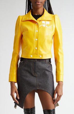 Courr&egrave;ges Re-Edition Vinyl Jacket in Yellow at Nordstrom, Size 6 Us