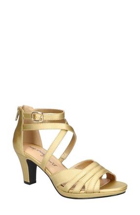 Easy Street Crissa Strappy Sandal in Gold Satin at Nordstrom, Size 6.5
