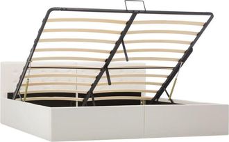 vidaXL Vidaxl - Cama canapé hidráulica cuero sintético blanco 180x200 cm