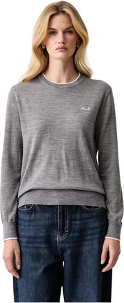 Karl Lagerfeld Maglione Girocollo in Lana Merino - - Knitwear - Donna - Grigio - L