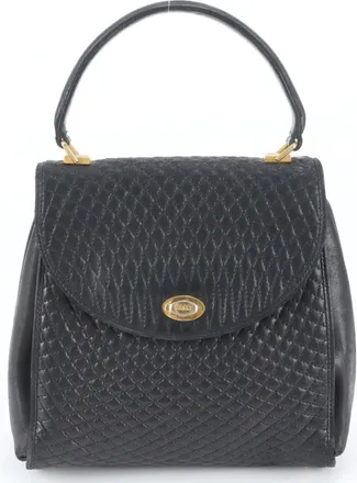 Bally Black Leather Handbag Tote Bag (Pre-Owned)