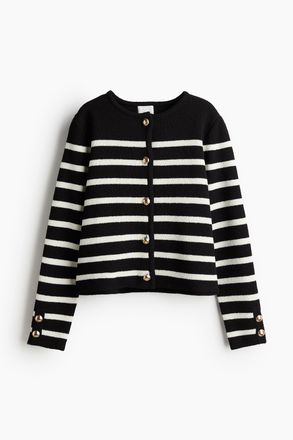 H&M Gestrickter Cardigan - Schwarz/Gestreift