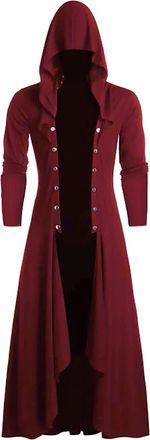 Generic Plain Mens Wind Steam Punk Retro Fashiona Cap Cardigan Coat Gothic Cloak Coat Mens Coats Jackets Pull over Fleece