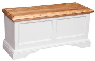 Biscottini International Biscottini - Ba&uacute;l De Estilo Country De Madera Maciza De Tilo Armaz&oacute;n Blanco Envejecido Acabado Con Efecto Natural L100 Xpr38xh48 Cm