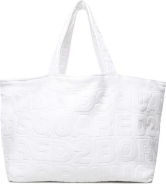 Dsquared2 Twin Beach Logo Shopping Bag White > Tote