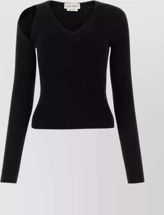Alexander McQueen wool blend v-neck sweater with cut-out detail