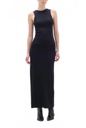 Remain Ribbed Jersey Scoop Back Maxi Dress In Anthracite