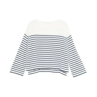C.T. Plage Tops, Dames, Wit, M, Kasjmier, Gestreept trui met boothals