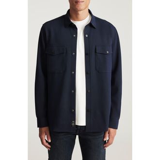 Mavi Pocket Knit Snap-Up Shirt in Baritone Blue at Nordstrom, Size Xx-Large