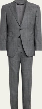 Tom Ford Mens Herringbone Wool Prince of Wales Peak-Lapel Suit