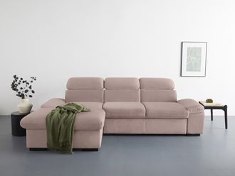 Cotta Ecksofa »Lola L-Form mit Kopfteilfunktion & Hocker« wahlweise mit Bettfunktion, Bettkasten & Armteilverstellung