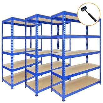 MonsterShop 3 x Q-Rax Blue Metal Racking Units 90 x 50 x 180cm | Size: 90 x 50 x 180 cm