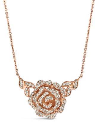 Le Vian Strawberry & Nude Rose 14K Rose Gold 1.01 Ct. Tw. Diamond Rose Adjustable Necklace