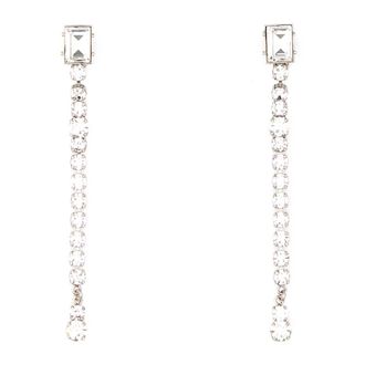 Alessandra Rich Embellished Metal Earrings - Dames - Oorbellen - Grijs - ONE Size - Accessoires