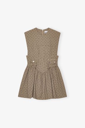 Ganni Brown Flock Suiting Corset Mini Dress - Size 10/12 Beige