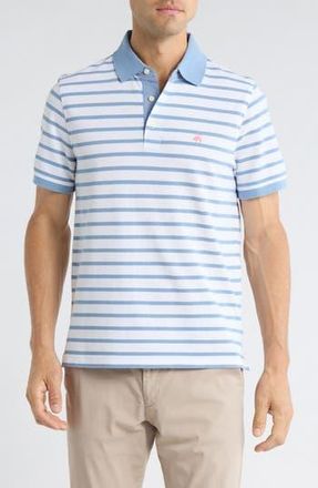 Brooks Brothers Slim Fit Stripe Cotton Piqu&eacute; Polo in Ashleigh Blue/White at Nordstrom Rack, Size Xx-Large