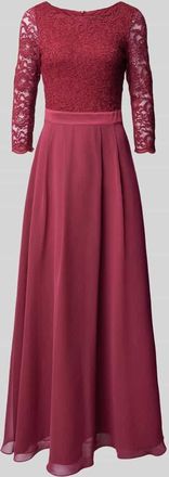 Swing Abendkleid mit Ausbrenner-Effekt in Rot, Gr&ouml;&szlig;e 34