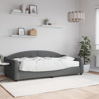 vidaXL Sof&aacute; Cama Con Colch&oacute;n Tela Gris Oscuro 100x200 Cm Vidaxl