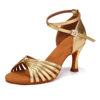 Generic Womens Latin Dance Shoes Womens Latin Dance Shoes Satin Open Toe Heels Ballroom Salsa Bachata Tango Practice Party Performance Dancing Black 5 UK Comf